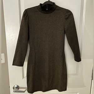 MANGO | Brown Turtleneck Dress | 3/4 Sleeves
